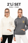 Kahve Molası 2’li Sweatshirt Seti – Ekru & Füme