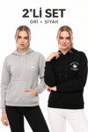 Kahve Molası 2’li Sweatshirt Seti – Gri & Siyah