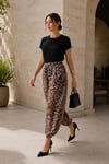 Leopar Desenli Astarlı Tül Balon Pantolon