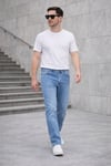 Regular Fit Likralı Erkek Denim Kot Pantolon Mavi