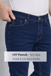 Regular Fit Likralı Erkek Denim Kot Pantolon Lacivert