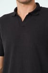 Regular Fit Polo Yaka Tişört Siyah