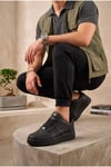 Erkek Beyaz Siyah Sneaker Günlük Yürüyüş Spor Ayakkabı 067-E Siyah