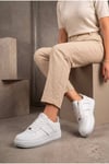 Kadın Beyaz Gümüş Sneaker Günlük Yürüyüş Spor Ayakkabı 067-K Beyaz-Gümüş