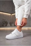 Kadın Beyaz Gümüş Sneaker Günlük Yürüyüş Spor Ayakkabı 067-K Beyaz-Gümüş