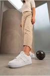 Kadın Beyaz Gümüş Sneaker Günlük Yürüyüş Spor Ayakkabı 067-K Beyaz-Gümüş
