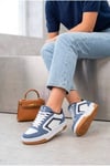 Kadın Beyaz Lacivert Sneaker Günlük Spor Ayakkabı 070 Beyaz-Lacivert