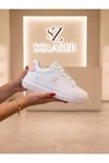 Kadın Beyaz Pudra Sneaker Günlük Spor Ayakkabı 068 Beyaz-Pudra