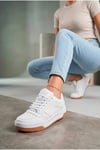 Kadın Beyaz Siyah Sneaker Günlük Spor Ayakkabı 070 Beyaz