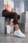 Kadın Beyaz Siyah Sneaker Günlük Yürüyüş Spor Ayakkabı 067-K Beyaz-Siyah