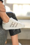 Kadın Siyah Beyaz Çizgi Detaylı Ortopedik Sneaker 059-K
