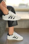 Kadın Siyah Beyaz Çizgi Detaylı Ortopedik Sneaker 059-K