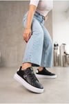 Kadın Siyah Beyaz Sneaker Günlük Spor Ayakkabı 068 Siyah-Beyaz