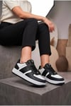 Kadın Siyah Beyaz Sneaker Günlük Yürüyüş Spor Ayakkabı 067-K Siyah-Beyaz