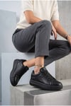 Kadın Siyah Sneaker Günlük Spor Ayakkabı 068 Siyah