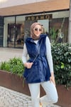 CEKETÇantalı Peluş Ceket 9039 Lacivert
