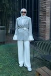 CEKETÇizgili Blazer Ceket 06075-Gri