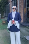 CEKETÇizgili Blazer Ceket 06075-İndigo