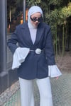 CEKETÇizgili Blazer Ceket 06075-Lacivert