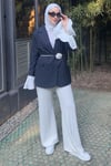 CEKETÇizgili Blazer Ceket 06075-Lacivert