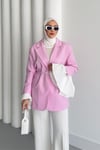 CEKETÇizgili Blazer Ceket 06075-Pembe