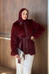 CEKETDeri Yaka Kürk Ceket 1047 Bordo