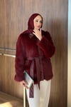 CEKETDeri Yaka Kürk Ceket 1047 Bordo
