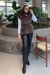 CEKETFox Yelek Kemerli 1142 Kahve