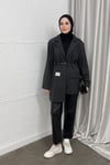 CEKETKemerli Blazer Ceket 6015 Füme