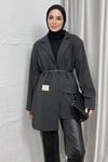 CEKETKemerli Blazer Ceket 6015 Füme