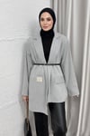 CEKETKemerli Blazer Ceket 6015 Gri
