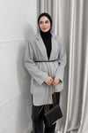CEKETKemerli Blazer Ceket 6015 Gri