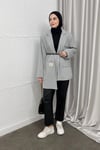 CEKETKemerli Blazer Ceket 6015 Gri