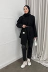 CEKETKemerli Blazer Ceket 6015 Siyah