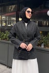 CEKETKemerli Kot Ceket 1076 Siyah
