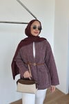 CEKETKemerli Kot Ceket 1123 Bordo
