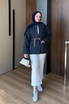 CEKETKemerli Kot Ceket 1123 Lacivert