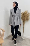 CEKETLinda Çizgili Blazer Ceket 06039 Gri