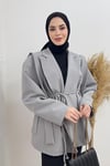 CEKETLinda Çizgili Blazer Ceket 06039 Gri