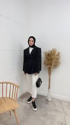 CEKETLinda Çizgili Blazer Ceket 06039 Siyah