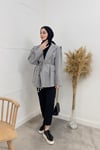 CEKETLinda Çizgili Blazer Ceket 06039 Gri