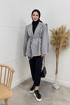 CEKETLinda Çizgili Blazer Ceket 06039 Gri