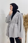 CEKETLinda Çizgili Blazer Ceket 06039 Gri