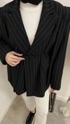 CEKETLinda Çizgili Blazer Ceket 06039 Siyah