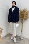 CEKETLinda Çizgili Blazer Ceket 06039 Lacivert
