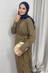ELBİSEBAĞLAMALI KETEN ELBİSE 20019 CAMEL