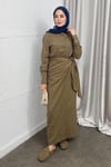 ELBİSEBAĞLAMALI KETEN ELBİSE 20019 CAMEL