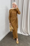 ELBİSEBAĞLAMALI KETEN ELBİSE 20019 CAMEL