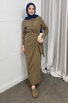 ELBİSEBAĞLAMALI KETEN ELBİSE 20019 CAMEL