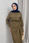 ELBİSEBAĞLAMALI KETEN ELBİSE 20019 CAMEL